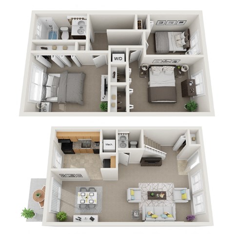 Floor plan for 3 beds, 1.5 baths, 1029 sqft